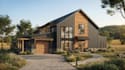 create 3d farmhouse, barndominium, tiny house, facade rendering