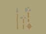 lowpoly stone age tools set
