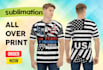 design sublimation tshirts all over print for printful