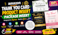 design amazon thank you card, product insert, package insert