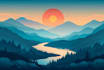 create flat landscape illustration of nature and background vector art