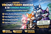 create custom vrchat furry avatar and 3d furry character modeling