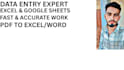 data entry and excel work