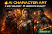 create ai character design, fantasy art, and concept art