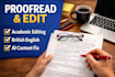 proofread and edit your document in british english