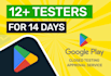 12 testers for google play closed testing for 14 days 12 app tester