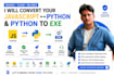 convert javascript to python or python to javascript or python to exe
