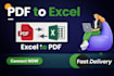 convert bank statement, PDF to excel and word to excel