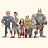 design premium superhero caricature character