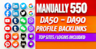 manually 550 social media profile backlinks for website SEO