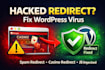 fix hacked wordpress redirect virus and spam redirects