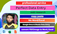 do data entry web research, copy paste, image to pdf