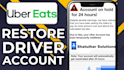 reactivate your suspended uber, spark driver, uber eat account