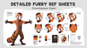 draw detailed furry ref sheet, fursona reference sheet, anthro oc ref sheet