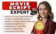 write and edit movie script, screenplay, film script and feature film story