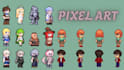 pixel character design pixel animation top down, isometric pixel art sprite