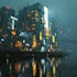 draw a cyberpunk futuristic city art
