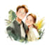 draw a cute cartoon couple portrait