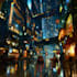 illustrate a cyberpunk futuristic city art