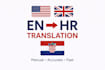 translate english to croatian manually, fast and accurately