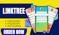 setup linktree, stan store, beacons, taplink, link in bio, for social media