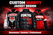 design custom varsity jacket, puffer jacket, leather jacket and windbreaker