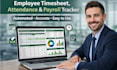create employee timesheet, attendance tracker schedule tracker and payroll sheet