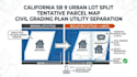 california sb 9 urban lot split tentative parcel map civil grading plan utility