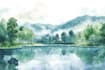 design watercolor landscape illustration