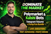 create polymarket kalshi bot, volume telegram trading bot, pump fun bundle bot