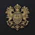 heraldic, modern luxury logo with hand drawing