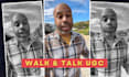 create a male ugc video walking outside