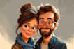 design romantic cartoon couple illustration