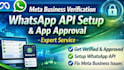meta business verification, whatsapp API setup and app approval expert service