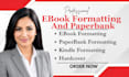 do book formatting, kindle ebook formatting, and  layout design