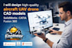 create aircraft 3d model rendering, aircraft engineering drawing, drone design