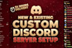 setup new and existing discord server setup, whop setup within 24 hours