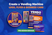 create a vending machine logo, flyer and the business card