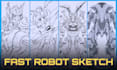 draw fast highly detailed sci fi robot and mecha sketches