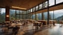 remodel restaurant interior exterior layout, kitchen, cafe, dining space render