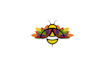 design unique bee two flowers logo