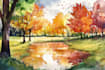 draw a watercolor landscape illustration