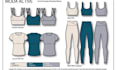 design activewear tech pack with technical drawing and flat sketch