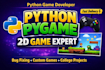 develop, fix or customize 2d games using python pygame