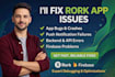 fix rork app bugs, push notifications, backend, API and firebase