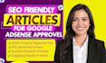 write 30 SEO friendly articles for quick google adsense approval