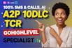 do a2p 10dlc registration, tcr compliant, simple website