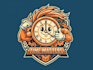 design hand clock mascot logo design with express delivery