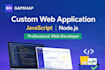 develop custom web application, node js app, or javascript web app