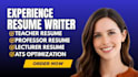 write ats optimized academic CV, phd, professor, lecturer research resume